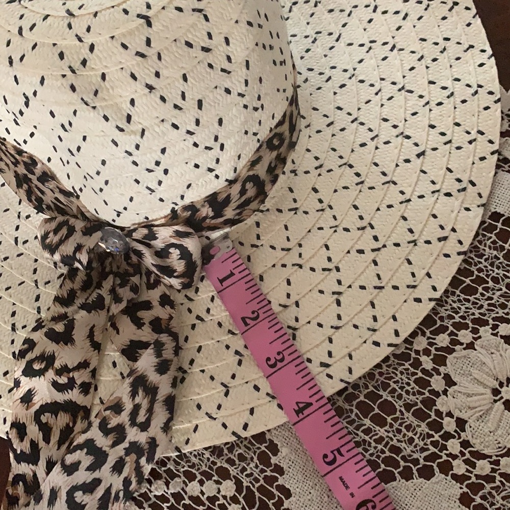 MAGID tan Summer wide brim Floppy Sun Hat w/leopard band… - Picture 7 of 9